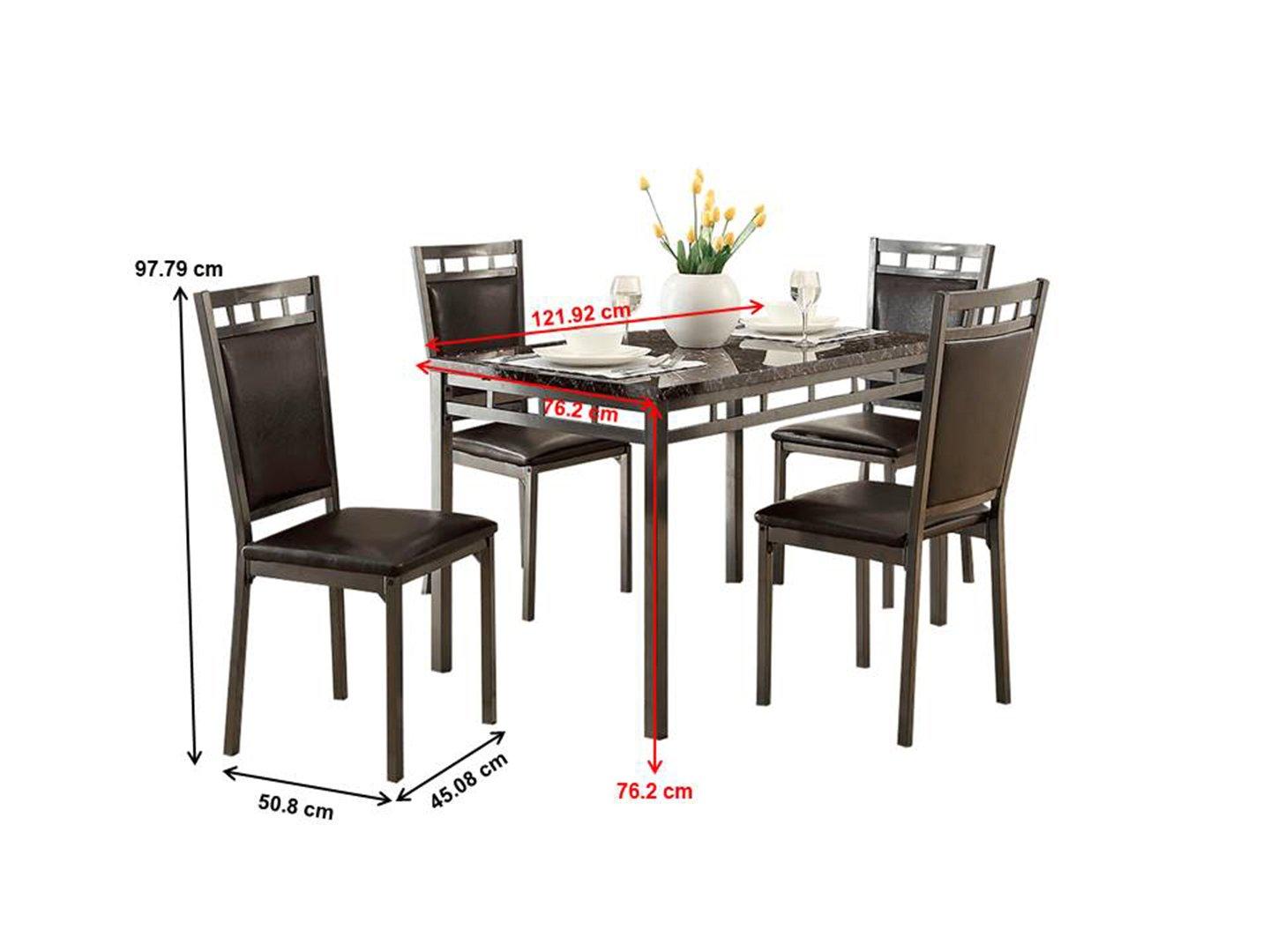 5 Piece Dining Room Set with Faux Marble Top